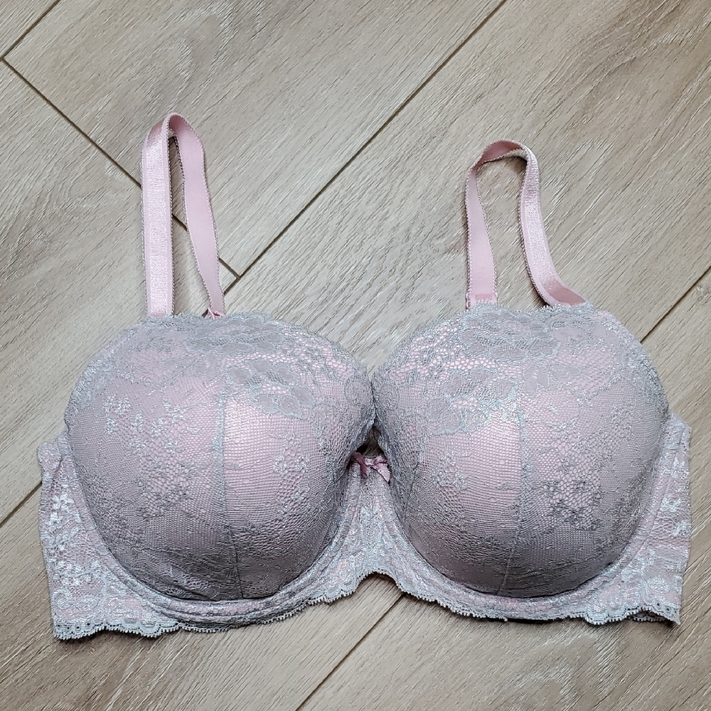 Victoria's Secret Dream Angels Lined Demi 38DD Lace Pink/silver Sexy Bra